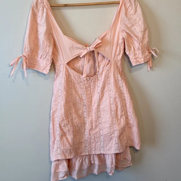 Lulus Pink Ryleigh Tie-Front Lace Mini Dress - Picture 9 of 11